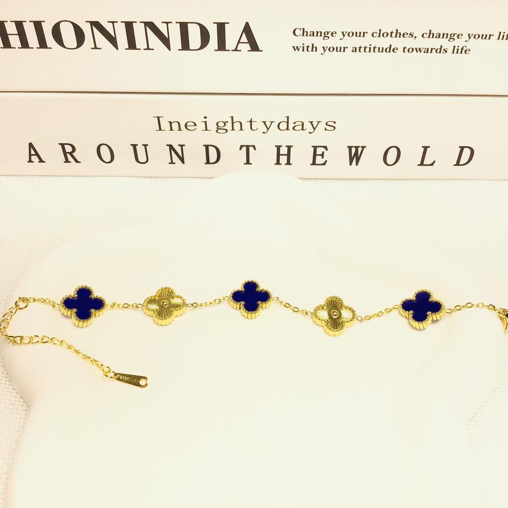 Bransoletka 13mm Czterolistna Koniczyna Pięć Kwiatów 18K Modna Wysokiej Klasy Bransoletka Damska