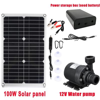 100W 800L/H Čerpadlo do akvarijní nádrže Solární vodní čerpadlo Nepřetržitý provoz 12V Bezkartáčový motor Energeticky úsporné s boxem pro ukládání energie