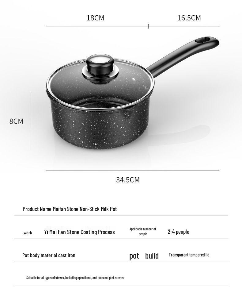 Maifan Stone Non-Stick Yukihira Soup Pot for Baby Food and Milk, Small Instant Noodle Pot.