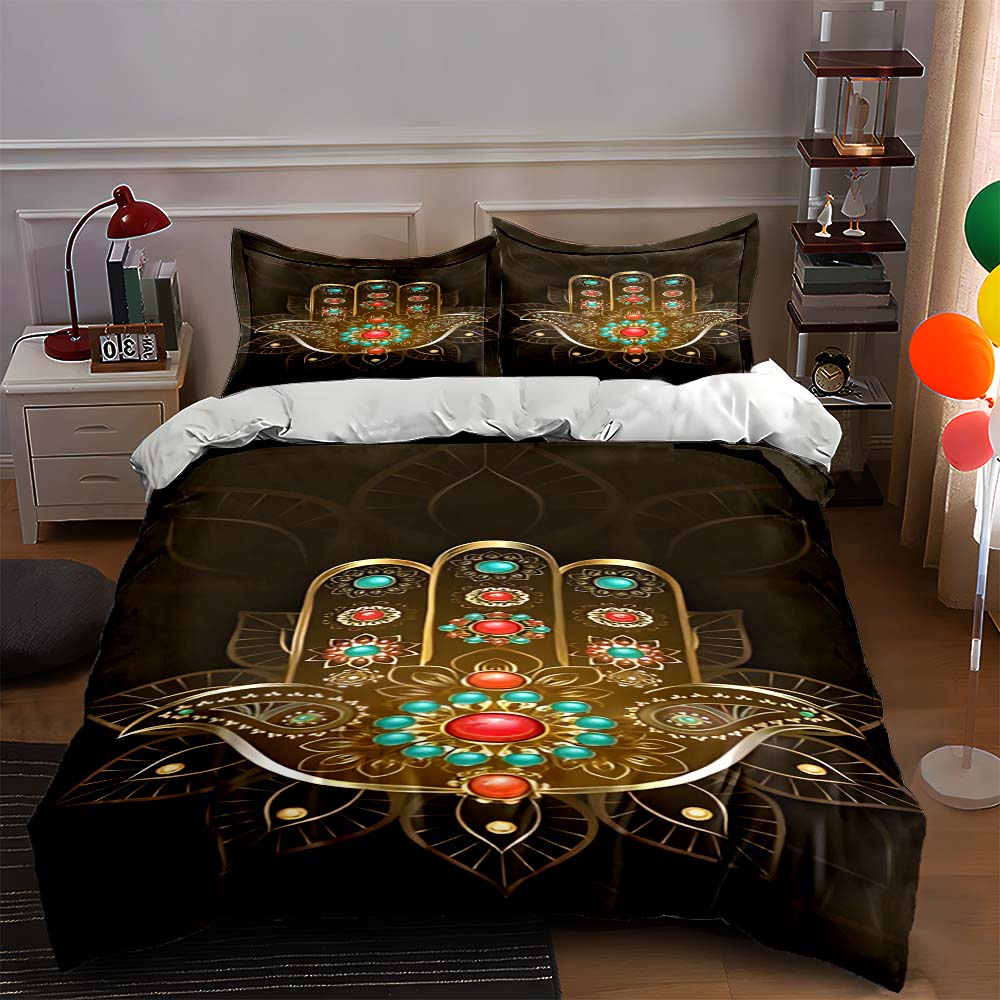 

Golden ornate hand Bedding Duvet cover sets Duvet covers Pillowcases gifts (1 * Duvet Cover 2 * Pillowcases, without duvet insert) 135x200cm