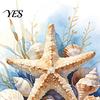 Removable Bathroom Stickers Watercolor Starfish Toilet Seat Sticker, Beach Seashell And Conch Water Tank Waterproof Non-Fading Decals PVC Cover Decal,