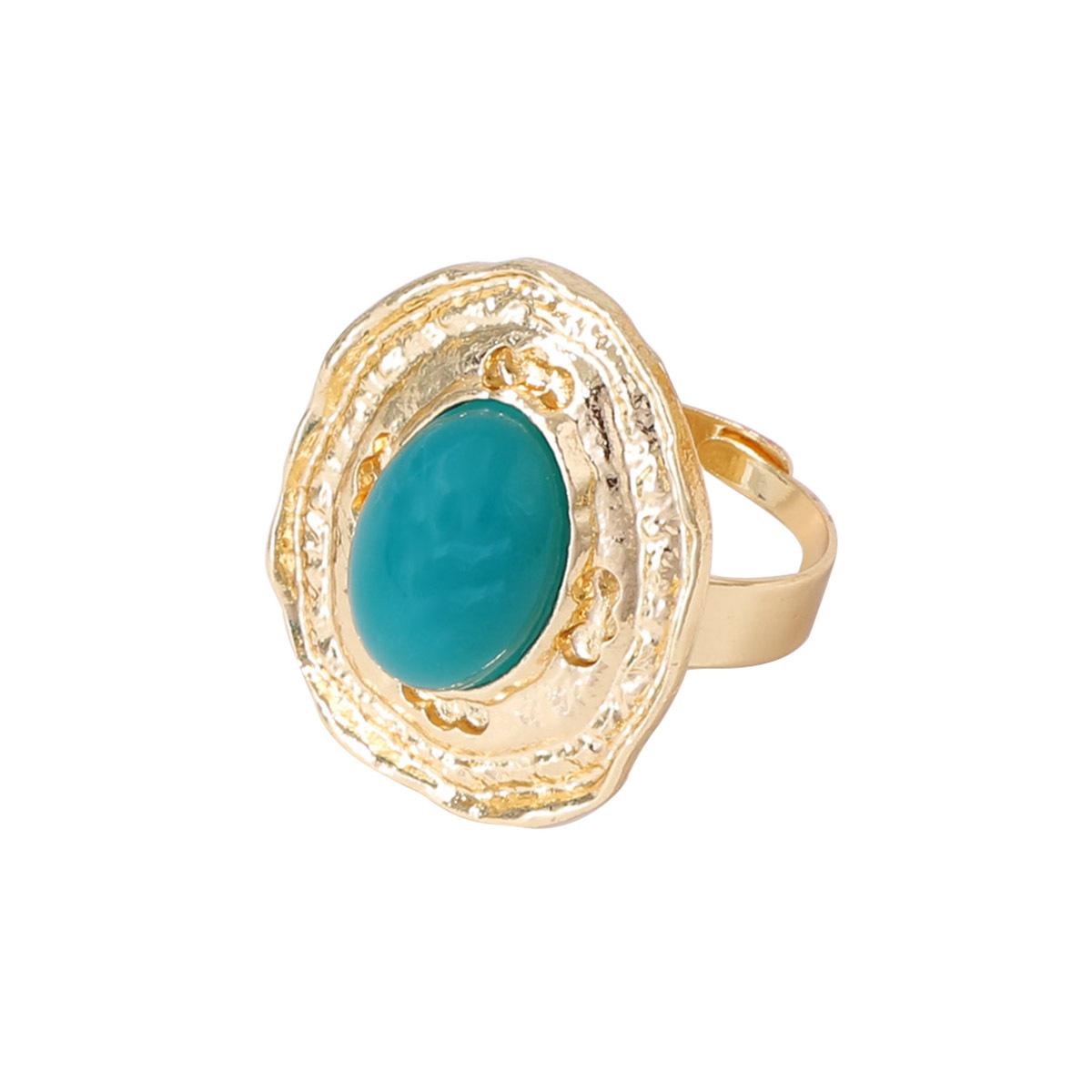 

Это элегантное и ретро кольцо из смолы, геометрическое овальное с открытым ртом, цвета синей бирюзы, является уникальным и универсальным выбором для тех, кто ездит на работу.