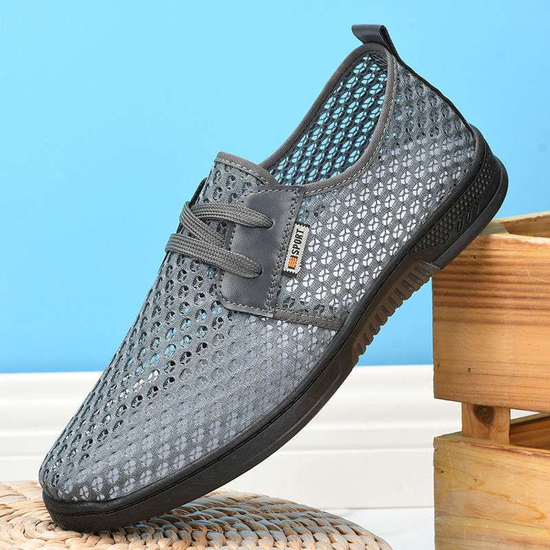 

Летняя новая сетчатая обувь мужская старая северная тканевая обувь дышащая полая тонкая сетчатая обувь мягкая подошва легкие нескользящие мужские сандалии 44