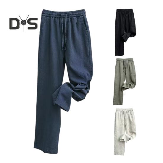 Pantaloni da Uomo in Lino Casual Vestibilità Ampia Pantaloni Dritti con Coulisse Gamba Larga Pantaloni da Golf Estivi da Vacanza Viaggio Lavoro Vita Quotidiana