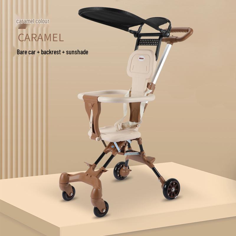 Lehký skládací pohodlný kočárek - Obousměrný čtyřkolový design pro kojence a děti