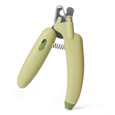 Sichere Edelstahlklingen, Bananenförmiger Griff, Krallenschneider für Hunde und Katzen mit LED