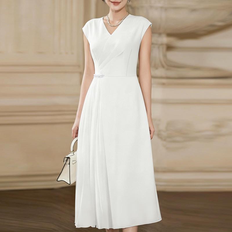 ZANZEA Women Elegant Casual V-Neck Solid Color Sleeveless Dress