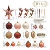 Valery Madelyn Christmas Large Forest Gold and Rose Christmas Cute Christmas Stylish Christmas Forest Decorations for Home Decor Ornaments, 100-Piece