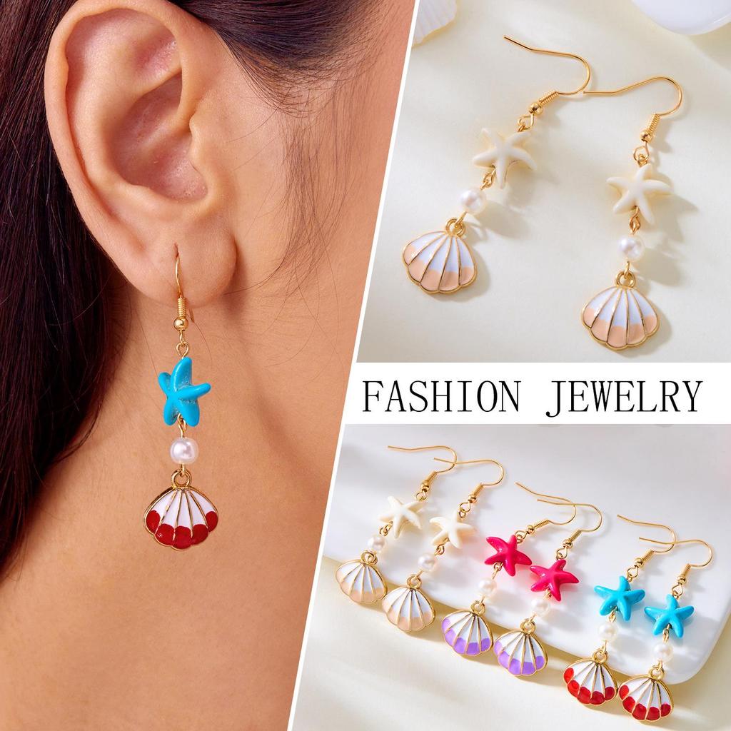 Creative Starfish Shell Stud Earrings - Ocean-inspired Beach Jewelry for Women