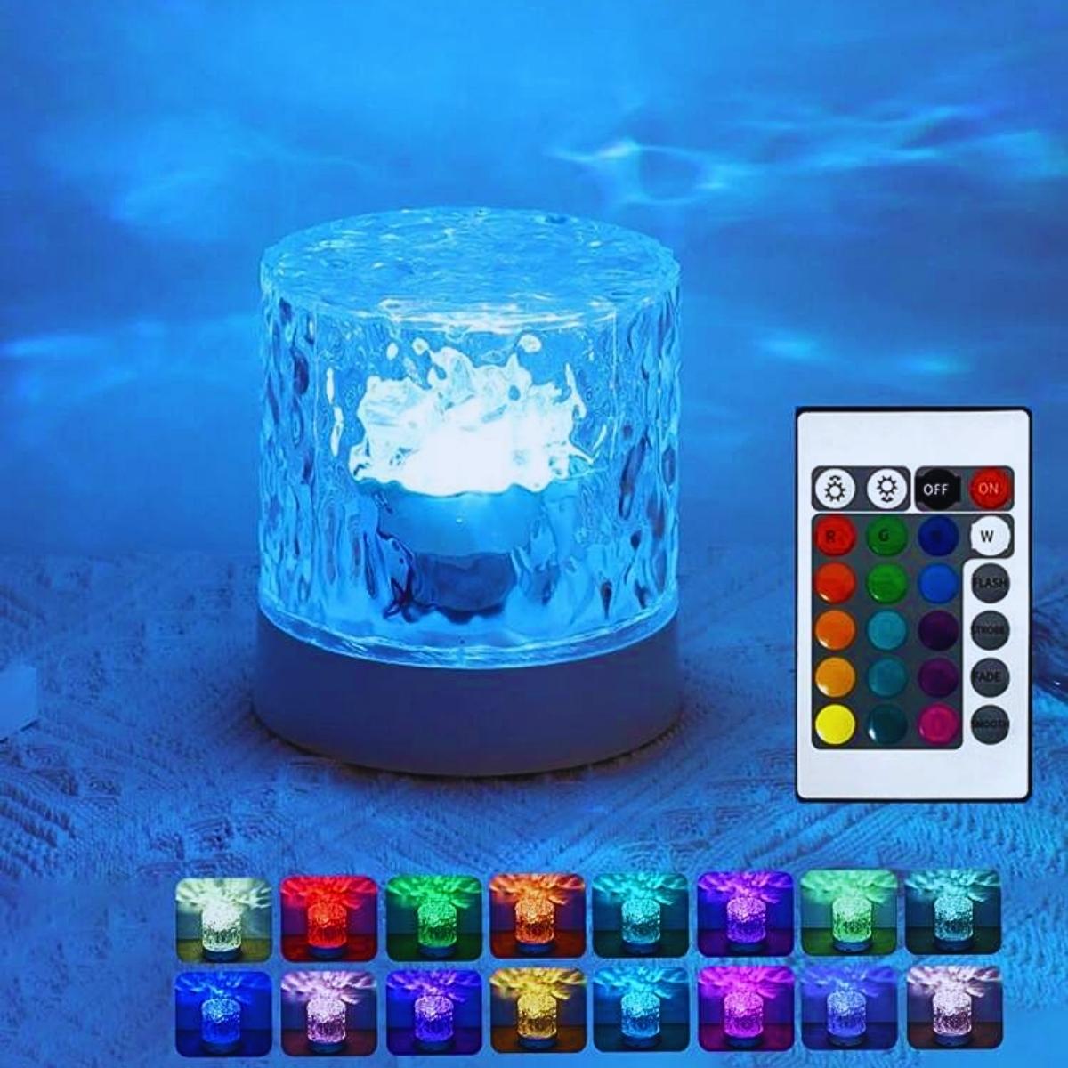 

RGB16 color water ripple ambient light, bedroom light and shadow atmosphere, rotating table lamp, bedside night light WHITE&0-5W