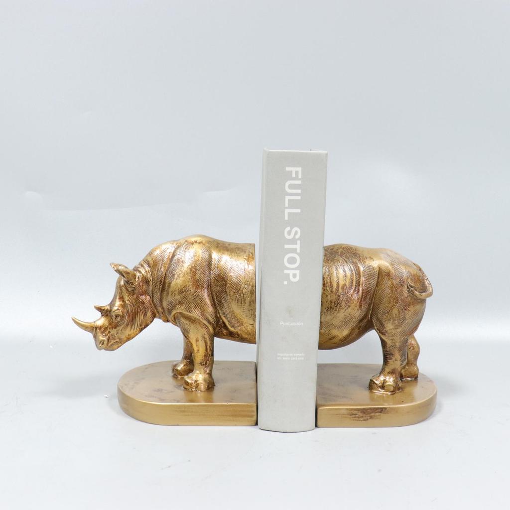 Modern European Abstract Rhinoceros Bookend: Stylish Resin Desktop Ornament