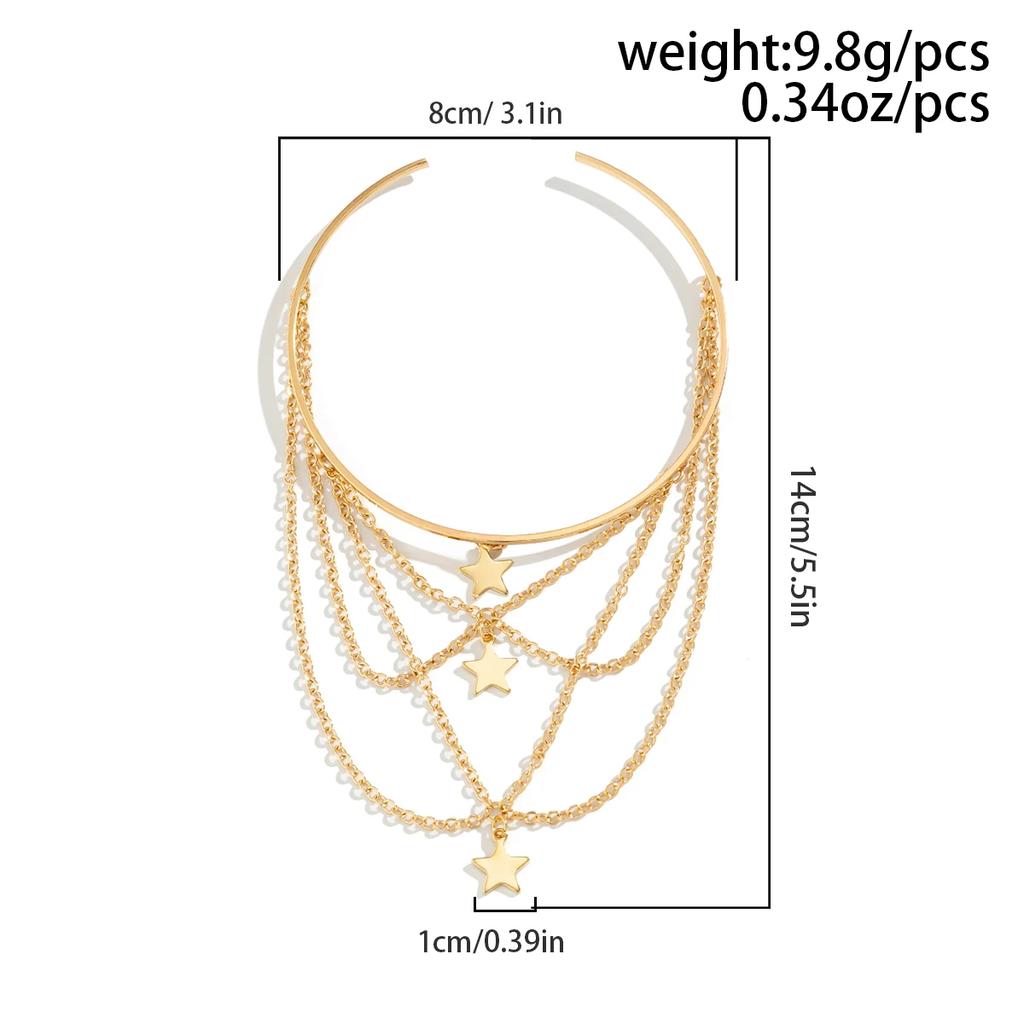 New Punk Gold Color Sequin Open Upper Arm Bracelet for Women Vintage Star Rod Pendant Cuff Bangles Couple Jewelry Gift New