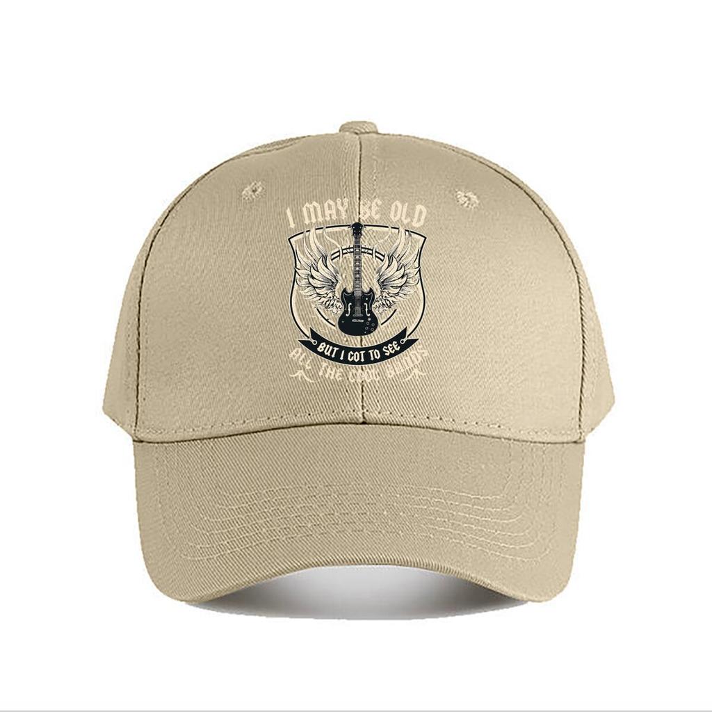 May Be Old But I Got To See Cool Bands Winged Guitar Graphic Baseball Cap Fashion Unisex Sunhat Womens Outdoor Sports