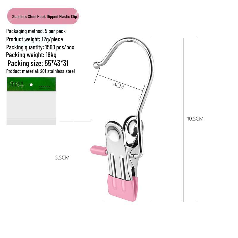 Stainless Steel Multi-Functional Clips with Hooks for Drying, Clothing, and Snack Bags