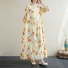 Autumn Art Retro Print Loose Slimming Plus Long Sleeved Mid Length Casual Dress for Women Dresses
