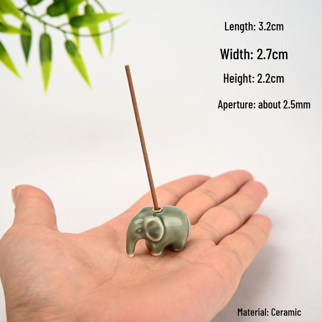 Chinese Ceramic Incense Burner with Calligraphy Design - Elephant Ornament for Sandalwood Tea Table Incense Sticks