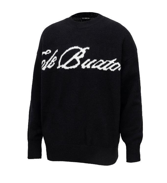 Trendy Unisex CB Logo Jacquard Knit Pullover Sweater