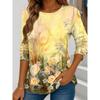 Summer Women's T Shirt Floral Graphic Plants Stylish Casual Long Sleeve T-shirts Round Neck Regular Tops Flower Printed Pullover