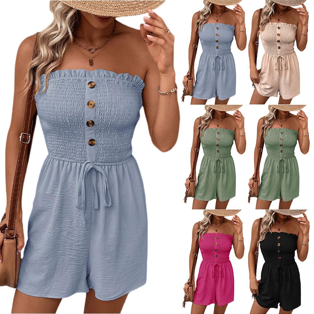 Jumpsuits Voor Dames Mouwloos Spaghettibandje Dames Jumpsuit Wijde Pijp Zomer Romper