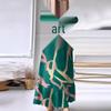Retro Puff Sleeve Printed Ruffle Pocket Dress for Muslim Women - Middle East Spring & Autumn Long Robe