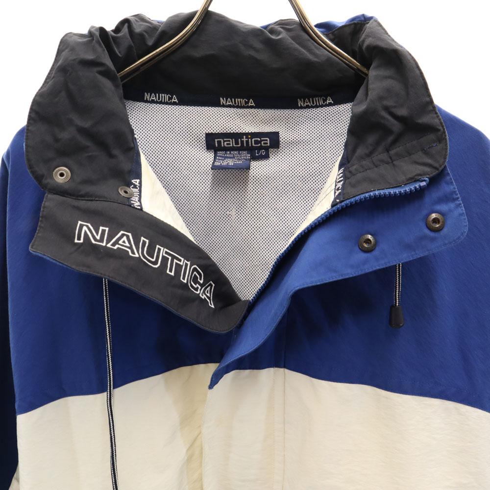 NAUTICA 90s Old Jacket L blue Two-tone hooded Men's Used