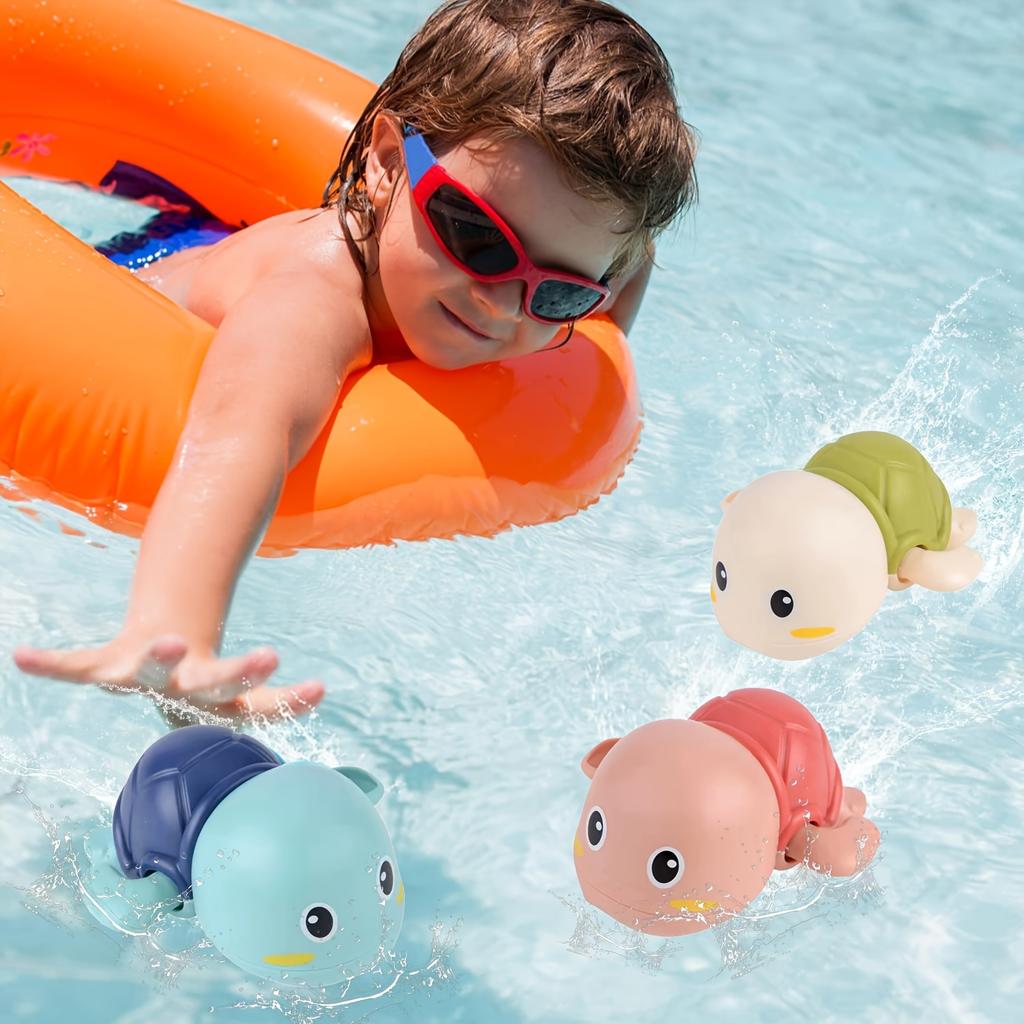 3Pack Bath Toys Floating Turtle Bath Toys with Red, Blue,Green Turtles  Safe Non Toxic Baby Bathtub,Pool Swim Learning Toys for Toddlers 1-3 Years Old