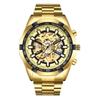 Wolis Men's Gold Waterproof Mechanical Watch - Creative Hollow Design