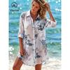 Medium-length Fashion Printed Top, Breathable Lightweight Shawl Cardigan, Long-sleeve Loose Cover-up, Beach Jacket