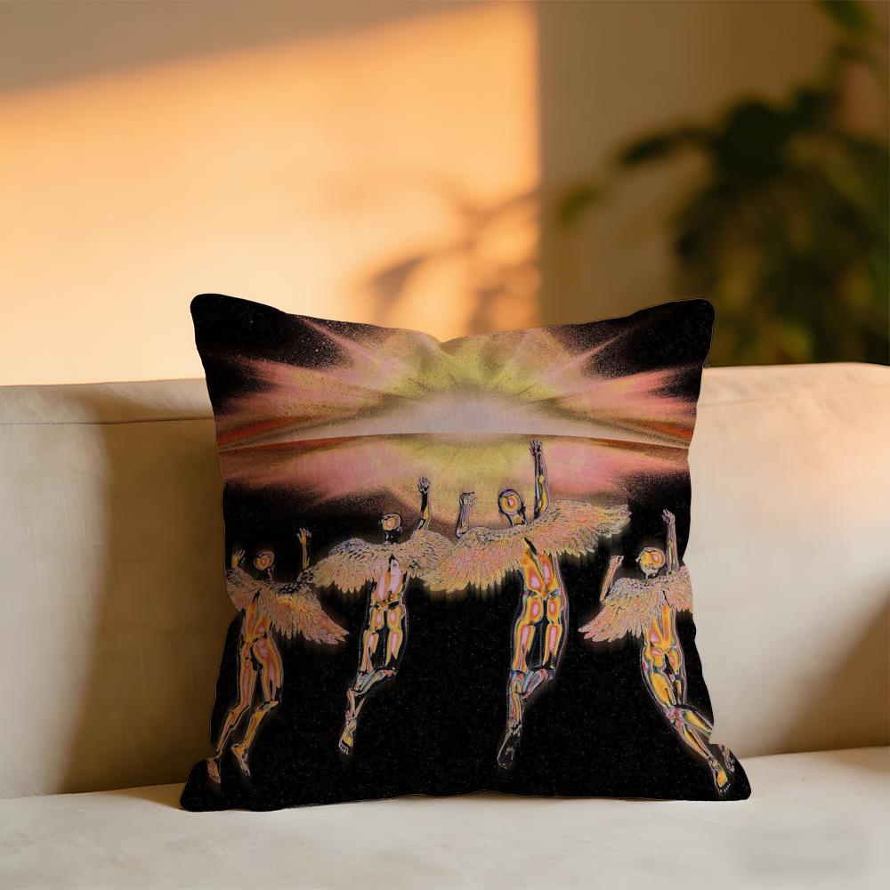 Retrofuturistic Visual Art Cushion Cover Cozy Velvet Throw PillowSoft Warm Cushion For Sofa Bed