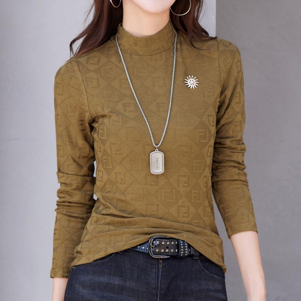 Fashionable Women's Long-sleeved Bottoming Shirt, Large Size, Versatile Autumn And Winter Style Inner Warm Top