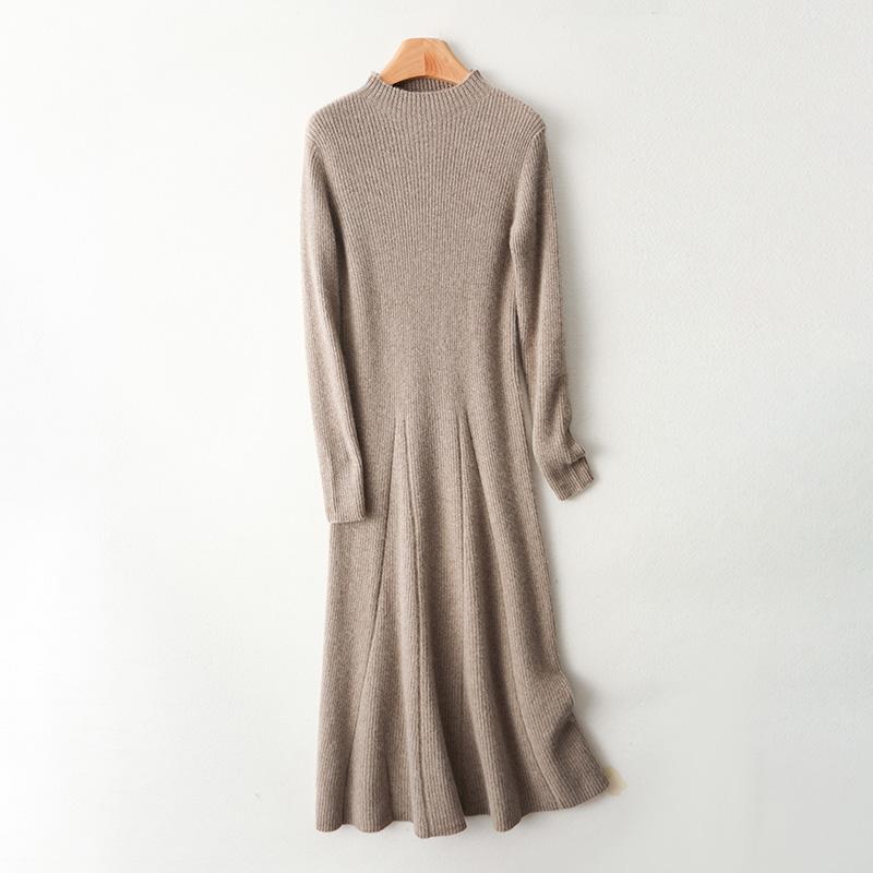 Women Sweater Dress 100% Wool MODERN NEW SAGA Turtleneck Knit Long Pullover Winter Jumpers Wool Long Dress Female