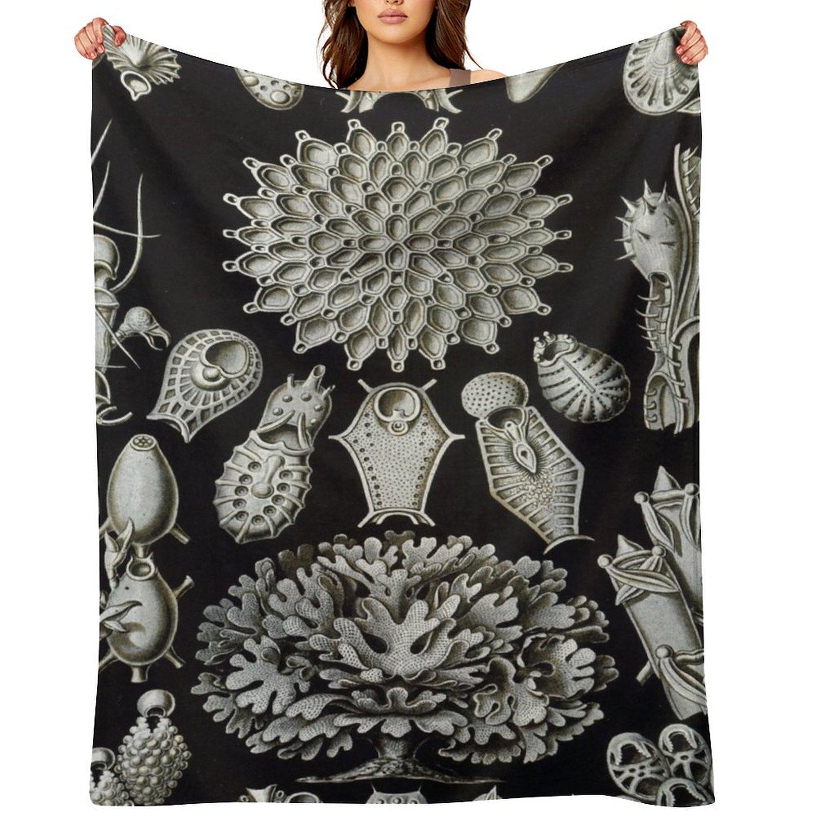 Haeckel Bryozoa 33 Drawing Throw Blanket warm winter Stuffeds Picnic Winter beds Blankets 30x40in