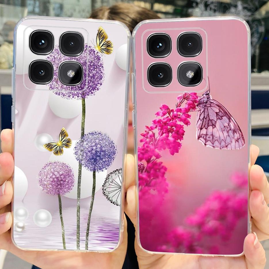 For Xiaomi 14T Pro Case Stylish Flowers Painted Cover 6.67'' Clear Silicone Phone Case For Xiaomi Mi 14T 14TPro Mi14T Soft Shell