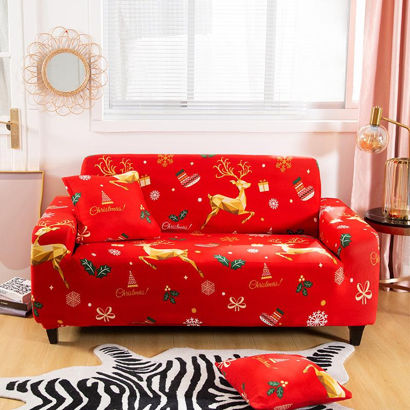 1pc Sofa Slipcover, Non-slip Christmas Santa Claus Sofa Cover, Couch Cover Furniture Protector For Bedroom Office Living Room