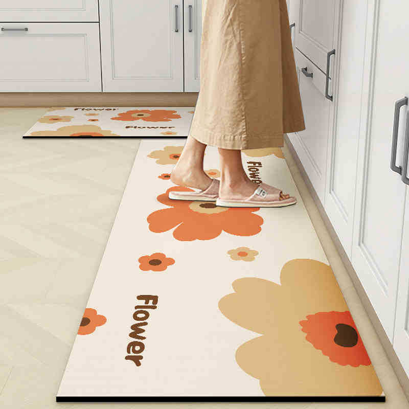 Small Fresh Kitchen Floor Mat, Water-Absorbing And Oil-Absorbing Floor Mat, Household Non-Slip, Wear-Resistant And Dirt-Resistant Floor Mat, Easy