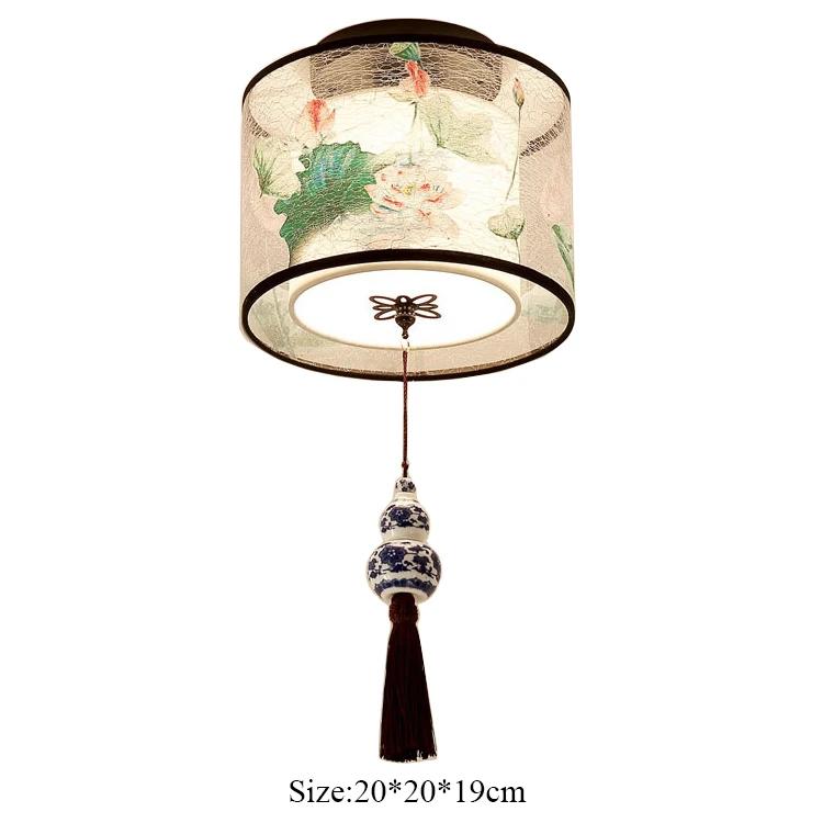 Chinese Round Square Ceiling Lights Fixtures Fabric for Living Room Aisle Shade Mounted Lampa Sufitowa Japanese Led Ceiling Lamp