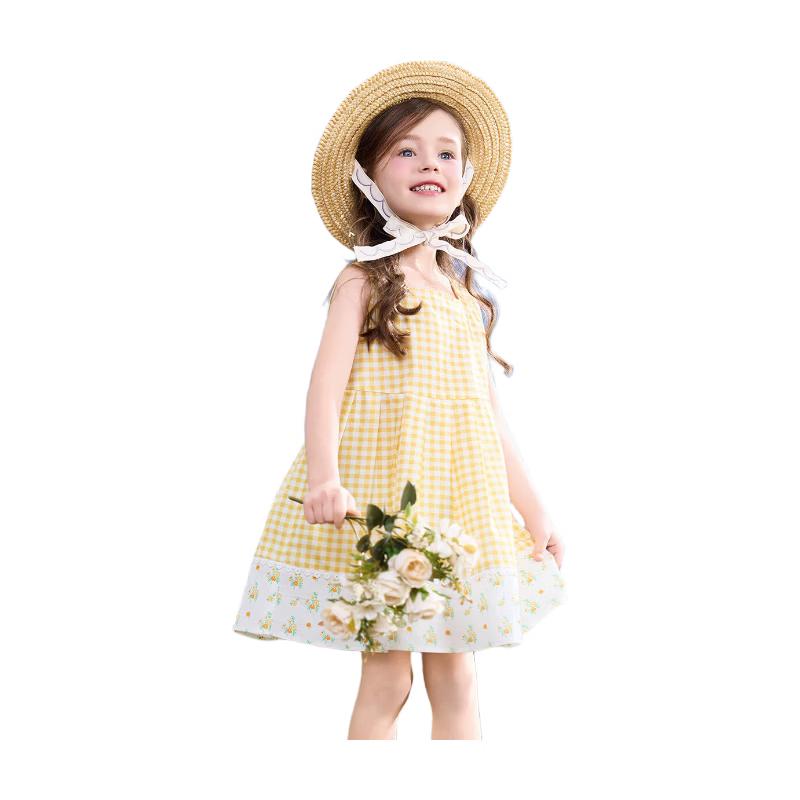 ASK JUNIOR Girls  Plaid Color Block Princess Dress S