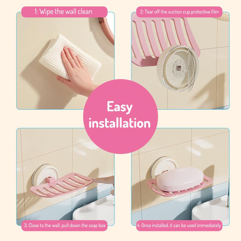 Punch-Free Drain Soap Box Portable Student Dormitory Soap Box Bathroom Detachable Suction Cup Soap Rack