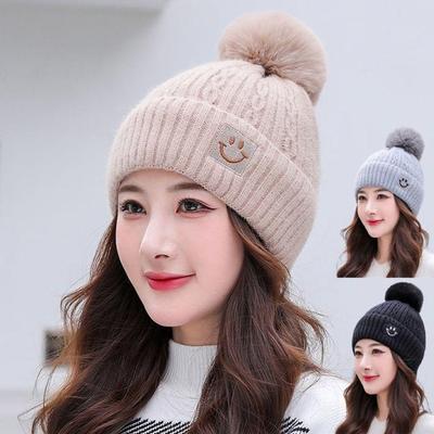 Damen Winter Alltagsmütze Strick Dicke Fleece Beanie Mütze