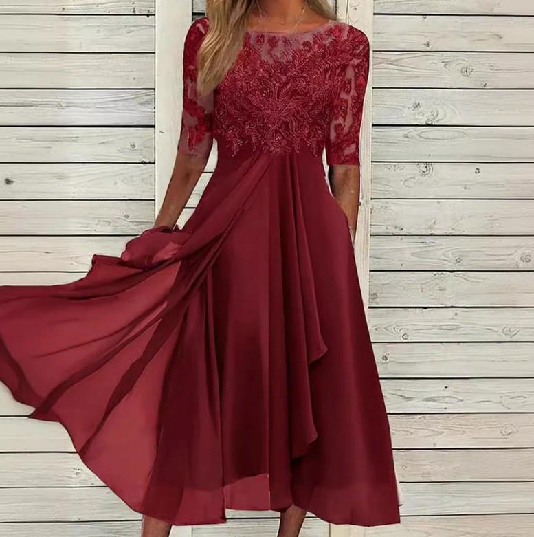 Lace Hollow-Out Long Dress