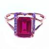 Fashion Copper Plating Rose Golden Engagement Ring Square Ruby Rings for Women Light Luxury Charms Zircon Adjustable