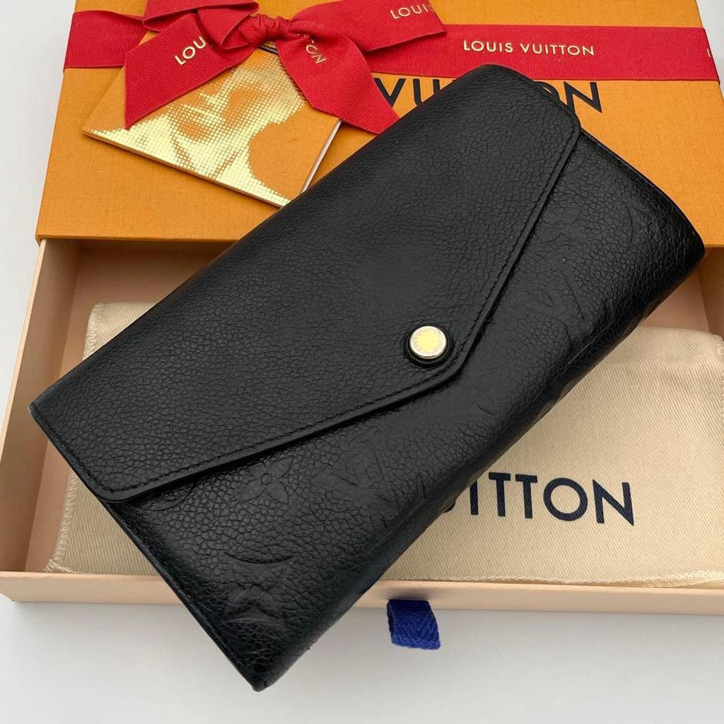 Used Louis Vuitton Monogram Empreinte Portefeuille Sarah Long Wallet Noir