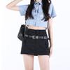 Gri Takım Elbise Şort Etek Kadın Yaz Ince Yüksek Bel Ince Mini Kalça Etekler Moda Retro Kore Tarzı Giyim Kadın Y2k
