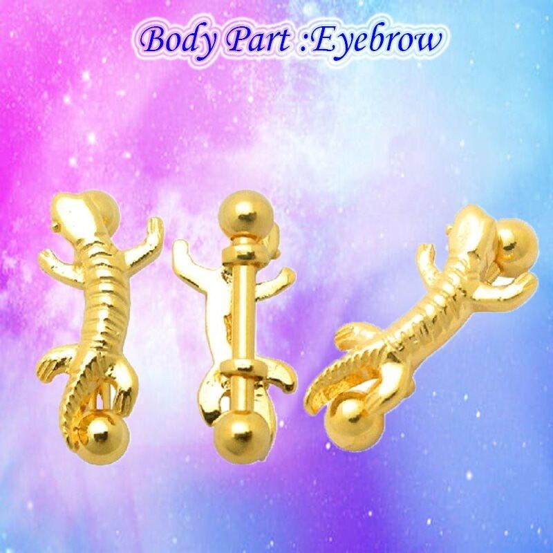 KODY PIERCING 18K vergoldetes Salamander-Augenbrauenpiercing und 925er Sterlingsilber – Qualitätspiercing