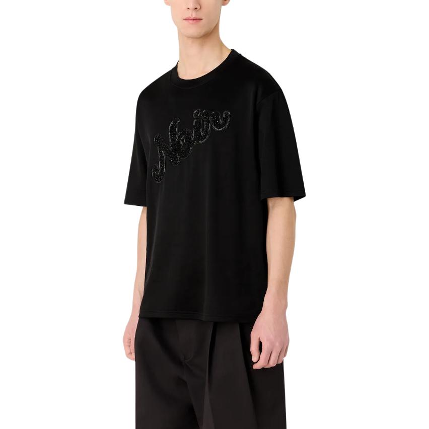 Emporio Armani Ss24 Letter Pattern Embroidered Crew Neck Short Sleeve T-Shirt Men Tops Black 3D1T6Q1-J6CZ1-0011