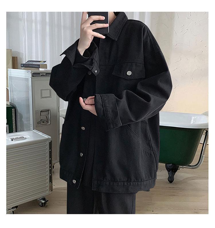 Pánská trendy volná džínová bunda - Velká, ležérní všestranný svrchní oděv na podzim/zimu