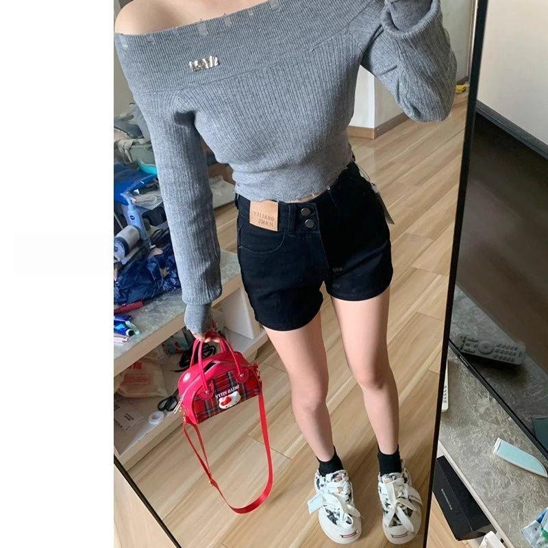 American Style High Waist Elastic Denim A-Line Shorts for Women - Plus Size Summer Hot Shorts