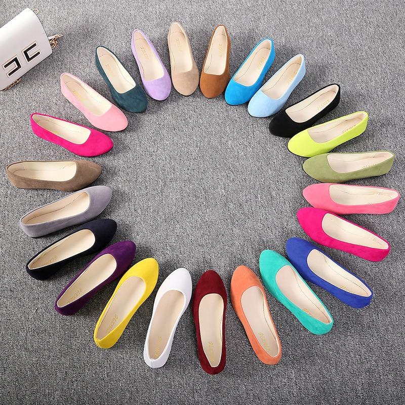 Spring and Autumn new suede Korean version pointed single shoes women's candy color flat women's shoes large size women