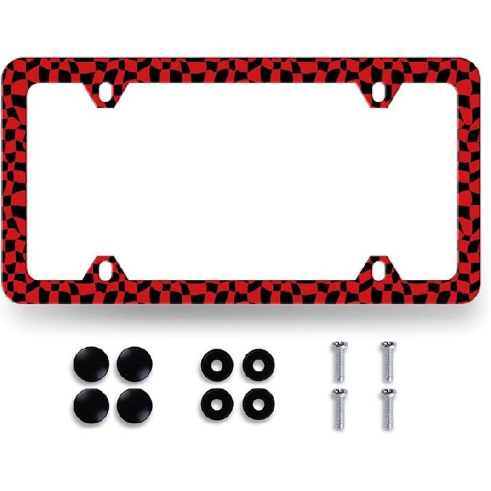 Hibiscus License Plate Frame Beautiful Tropical Flowers Floral License Plate Holder Colorful Stainless Steel Auto Parts Funny License Plate