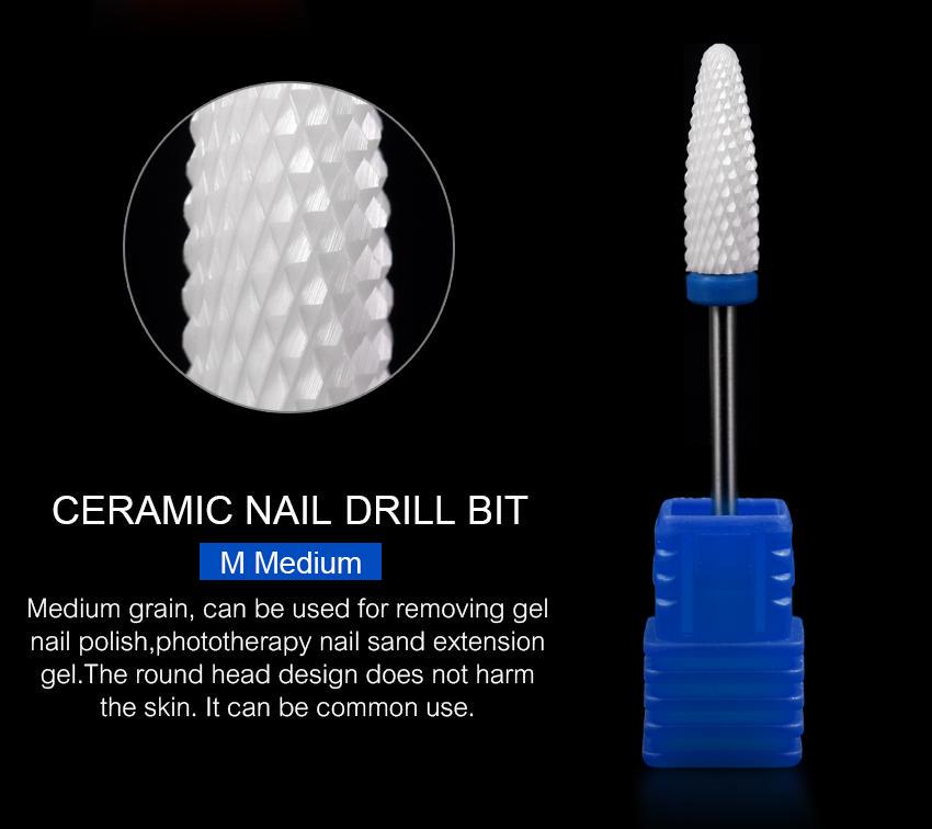 kads Ceramic Nail Drill Bits Grinding Head Milling Cutter Nail Bit Remover Nail Drill Bit Manicure Nails Drill Accessories
